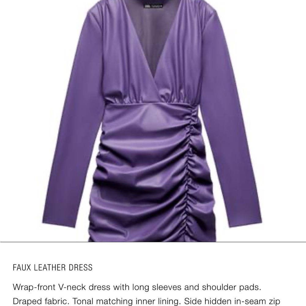 Zara Purple Ruched Long Sleeve Bodycon Dress
